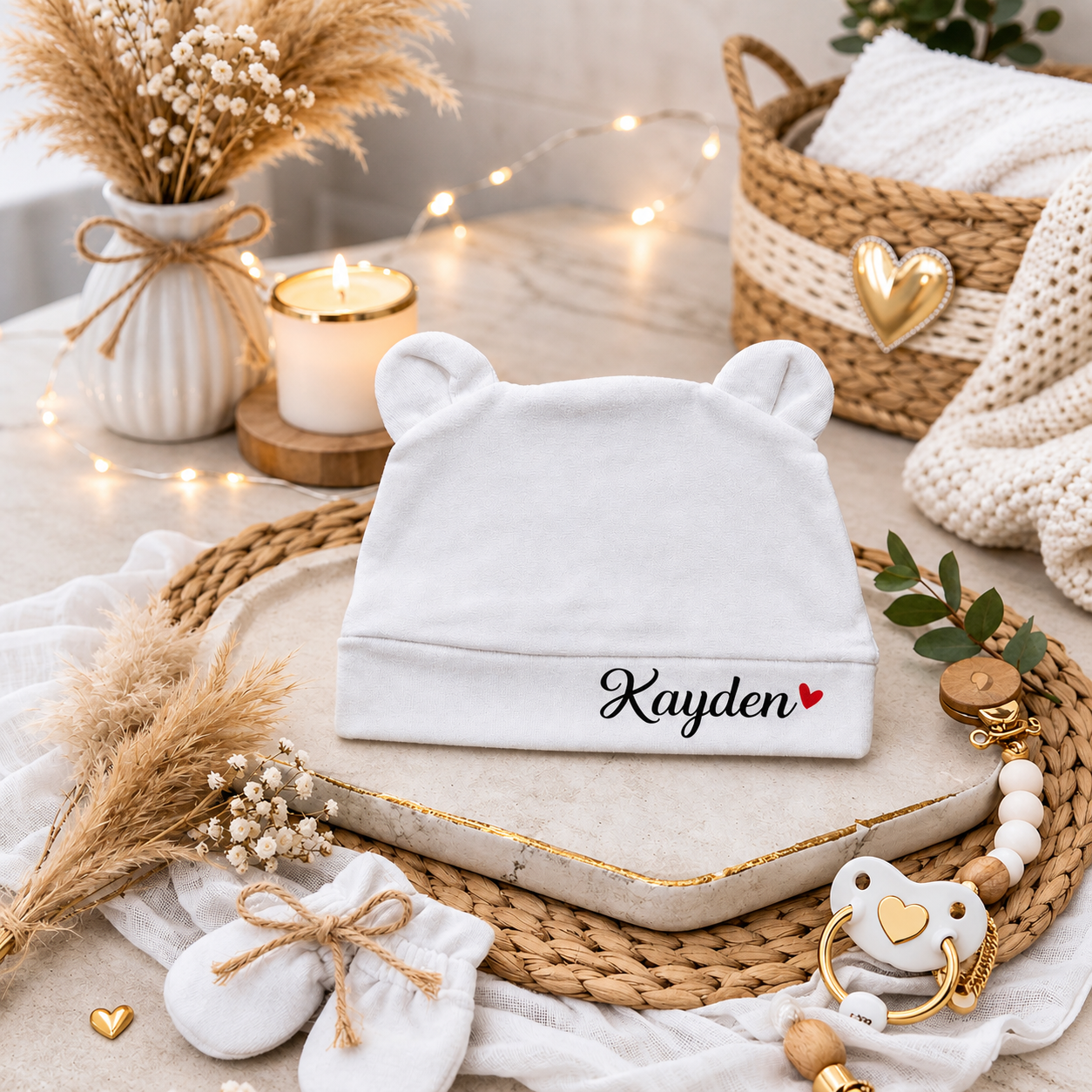 Bonnet bébé personnalisé avec oreilles