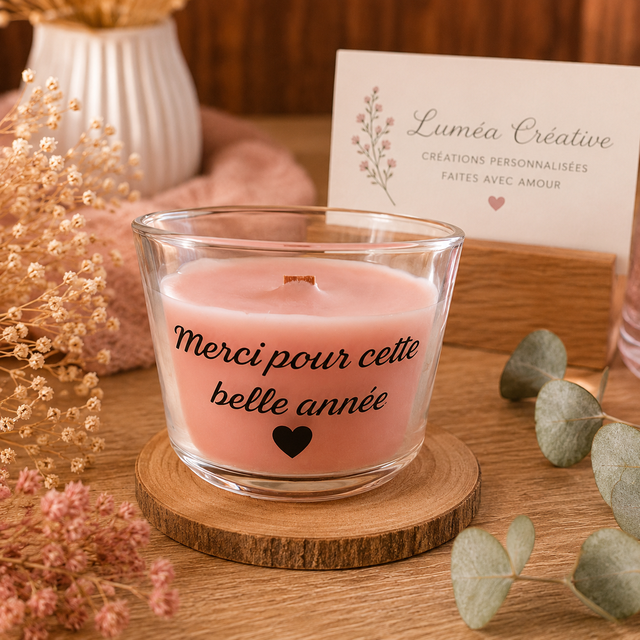 Bougies personnalisée "Merci pour cette belle année"
