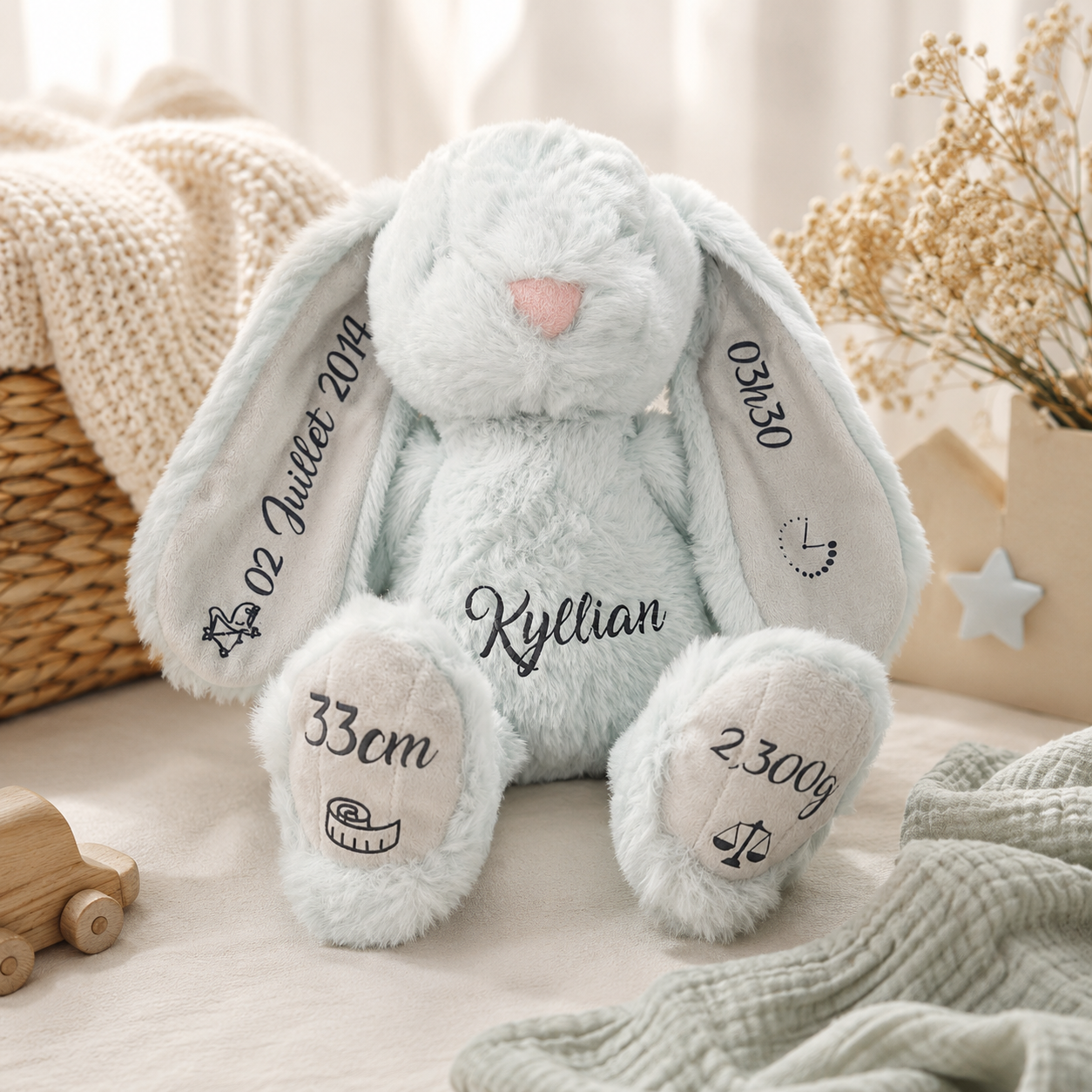 Doudou lapin personnalisé