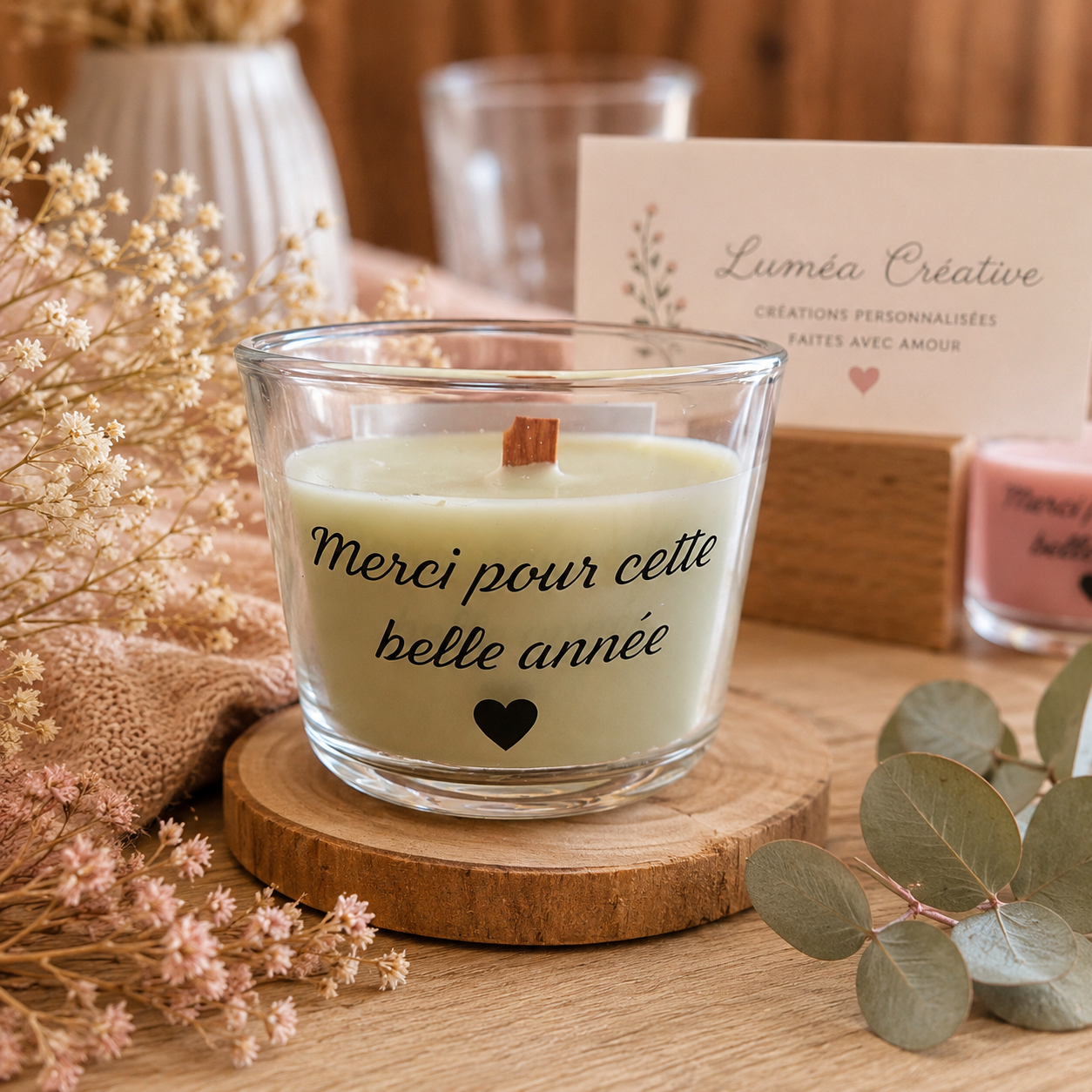 Bougies personnalisée "Merci pour cette belle année"